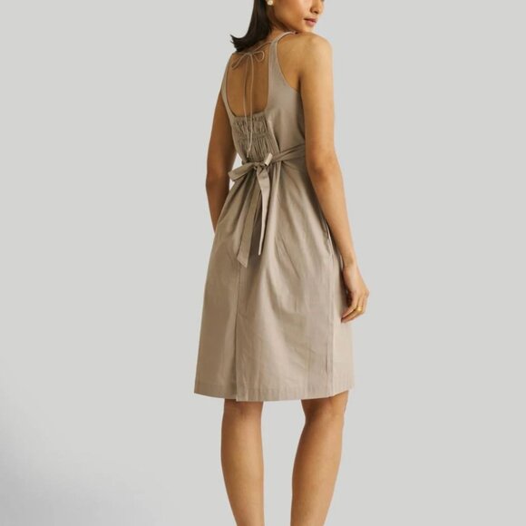 Reistor Fitted Knee Length Poplin Ecru Dress Small - Picture 4 of 8